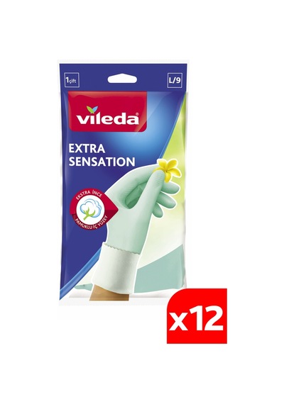 Vileda Extra Sensation Büyük Boy Bulaşık Eldiveni L 12'li