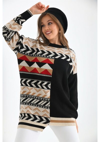 Ftz Women Kadın Etnik Desen Bluz Siyah 21-6269-siyah Siyah