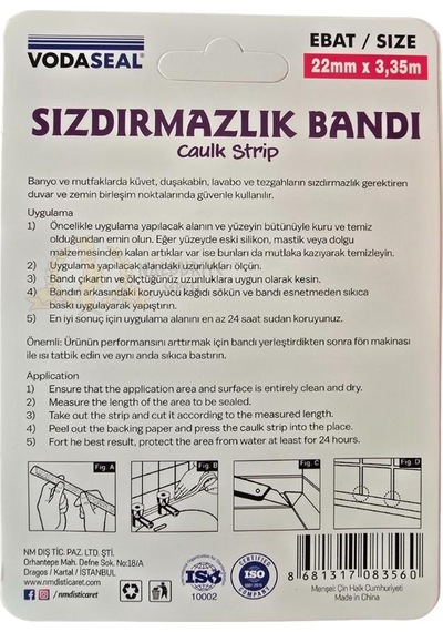 Vodaseal Su Geçirmez Sızdırmazlık Bandı Beyaz - 22 Mm X 3.35 M.