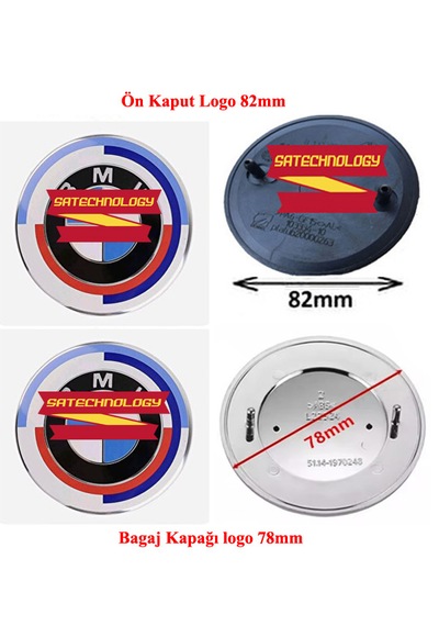 Bmw E39 Kaput Ve Bagaj Logo 50yıl Mavi Newtypeblue 82mm-78mm