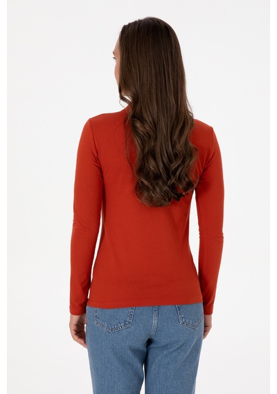 U.S. Polo Assn. Kadın Kiremit Basic Polo Yaka Sweatshırt 50313593-VR031