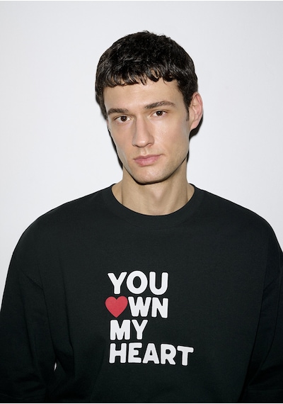 Mavi - You Own My Heart Baskılı Siyah Tişört 0613253-71379 Siyah