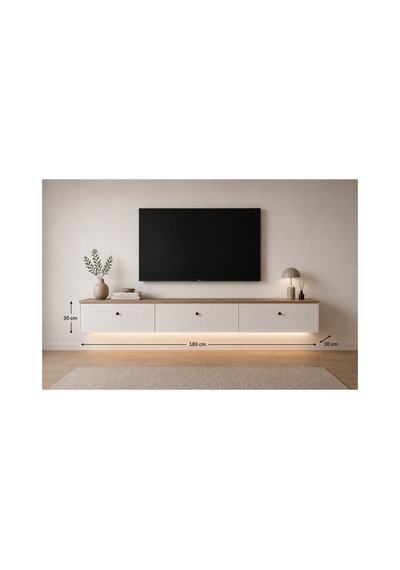 Ledli Televizyon Ünitesi 170 Cm - Işıklı Raflı Tv Ünitesi Bej Ledli Televizyon Ünitesi 170 Cm - Işıklı Raflı Tv Ünitesi Bej