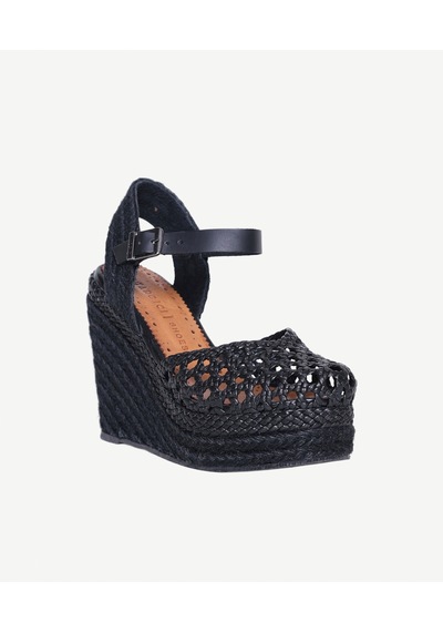 Yargıcı Deri Örgü Dolgu Tabanlı Espadril 26ykay4019x 001 Siyah