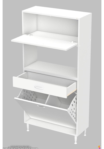 Vio 75 Cm Fırın Dolabı Sepetli Çekmeceli 1 Kapak Mini Midi Mutfak Dolabı Beyaz