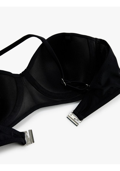 Koton Drape Detaylı Çıkarılabilir Askılı Straplez Bikini Üstü Siyah 6sak10009mm