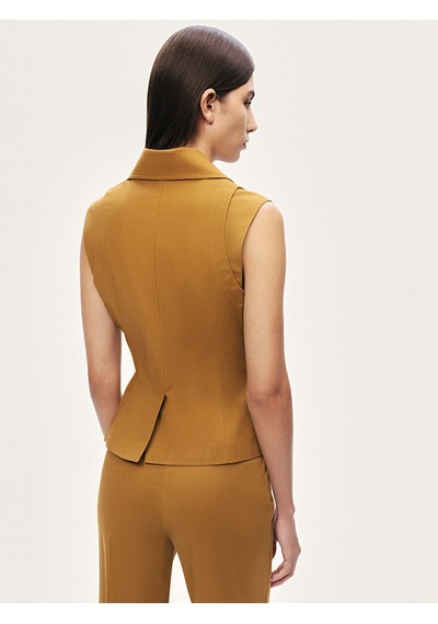 Nocturne Gold Detaylı Kruvaze Yelek Camel