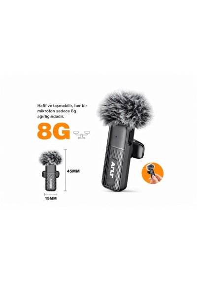 2.4g 60mah Çift Set Kablosuz Yaka Mikrofonu Typec-lightning Gürültü Önleyici Tak Çalıştır Vlog Röportaj İçin Canlı Yayın 8 Gram