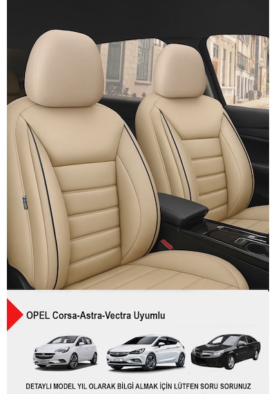 Jet Deri Oto Koltuk Kılıfı- Opel Corsa-astra-vectra Uyumlu Bej