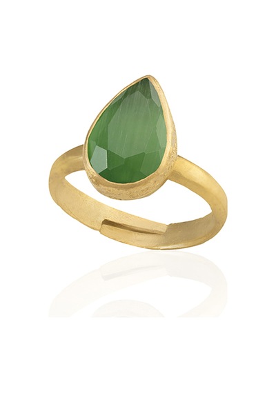 Kadir Jewellery 22 Ayar Altın Kaplama Zirkon Taşlı Ayarlanabilir Kadın Moda Yüzük Yeşil
