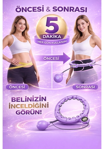 Dijital Ekranlı Akıllı Hulahop Egzersiz Çemberi Ayarlanabilir Masaj Etkili Bel İnceltme Çemberi