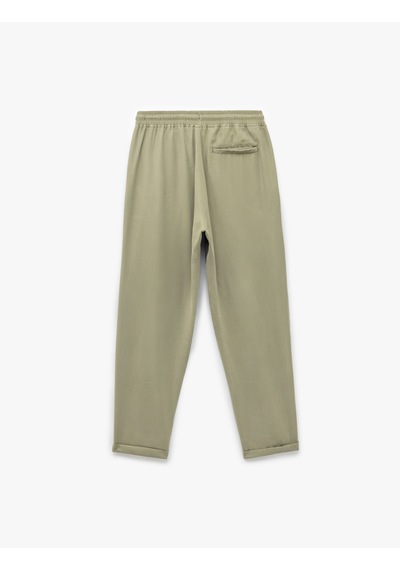 Koton Viskon Cep Detaylı Rayon Tapered Beli Bağcıklı Yazlık Pantolon Haki 5sam40010hw Haki