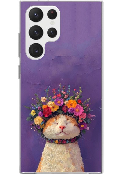 Samsung Galaxy S22 Ultra Uyumlu Frida Catlo Kedi Baskılı Silikon Kılıf Renkli