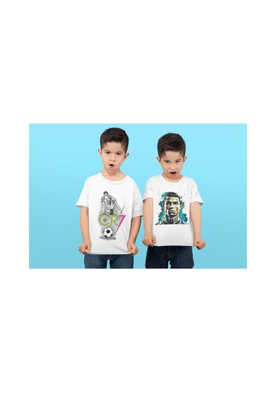 Magors Stil-x Ronaldo Baskılı İkili Paket Bisiklet Yaka Çocuk Tshırt, %100 Pamuklu, Beyaz Renk Beyaz-8 Magors Stil-x Ronaldo Baskılı İkili Paket Bisiklet Yaka Çocuk Tshırt, %100 Pamuklu, Beyaz Renk Beyaz-8