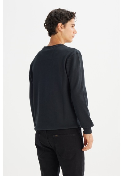 Lee Erkek Regular Fit Pamuklu Bisiklet Yaka Logo Detaylı Siyah Kazak - L2520367