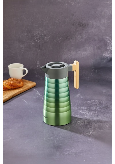 Cooker 2 Litre Çelik Termos Bambu Saplı Mavi Yeşil