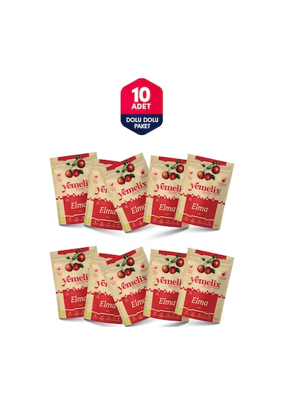 Freeze Dried 10'lu Dolu Dolu Paket Elma Kuru Meyve Cipsi - Dondurularak Kurutulmuş Elma 15gx10 150 G