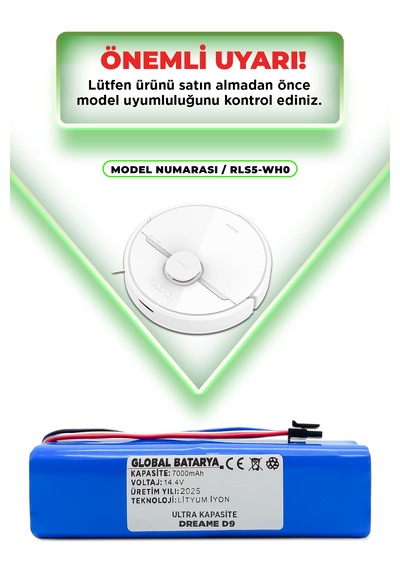 Dreame D9 Uyumlu Batarya 7000mah