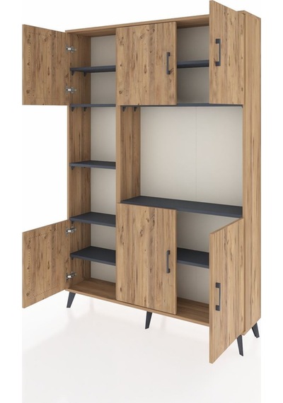Arges Dolap 9 Raflı 6 Kapaklı 132x30x195 Çam-çam/antrasit Atlas Çam/antrasıt Arges Dolap 9 Raflı 6 Kapaklı 132x30x195 Çam-çam/antrasit Atlas Çam/antrasıt