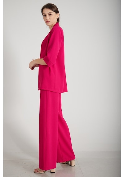 Feminist Fuşya Kimono Pantolon Ikili Krep Takım 0106314.12-M Çok Renkli