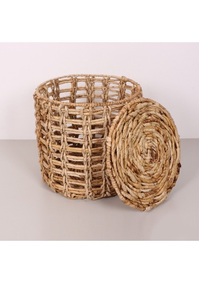 Side Doğal Abaka 33x33 Cm Kapaklı Çamaşır Ve Dekorasyon Sepeti Bej