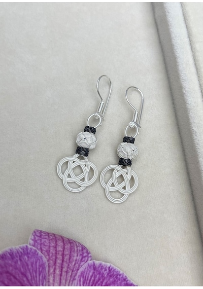 Gümüş Kazaziye Şems Düğümü Kolye Küpe Set - Set09