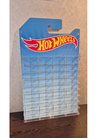 Hotwheels Temalı 40 Arabalık Duvar Rafı Kartonet Gorunumlu 1/64 Diecast Araba Dekoratif Düzenleyici Stand Çok Renkli