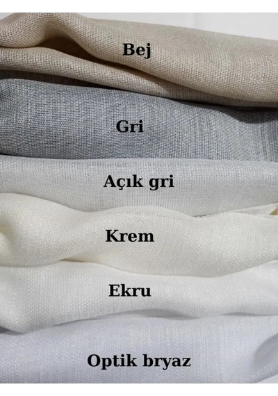 Keten Tül Çuval Desen Görünümlü 1/3 Sık Boru Pileli Bej