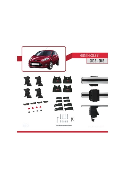 Ford Fiesta Vı 2008-2013 Arası İle Uyumlu Ace-4 Ara Atkı Tavan Barı Gri