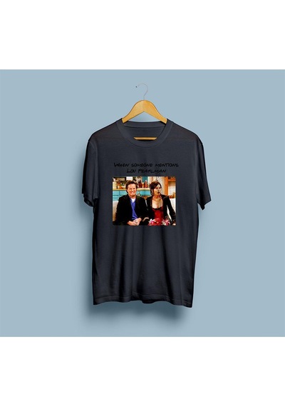 Oversize Monica Ve Chandler Tasarım Unisex T-shirt Siyah
