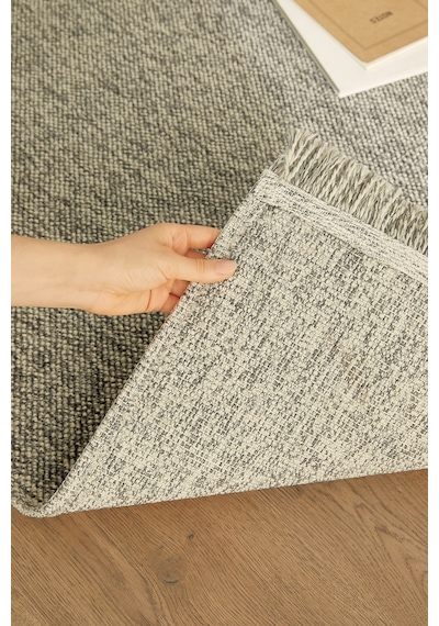 Ocean Home Textile Yıkanabilir Saçaklı Buklet Gri Renk Halı Kilim 120 X 180 Cm