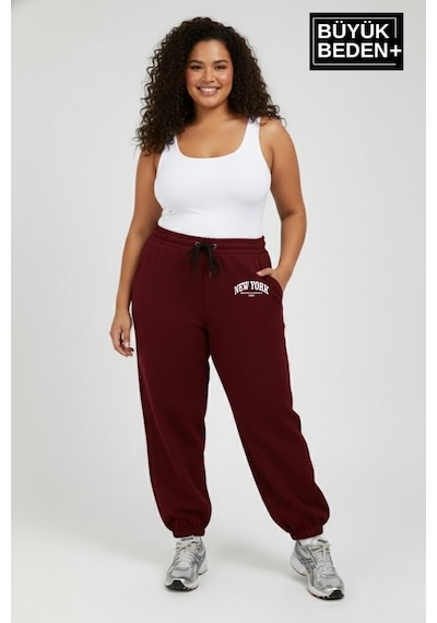 Süperlife Kadın Büyük Beden New York Paça Lastikli Rahat Kesim Jogger İnce Eşofman Altı Spr26beak951-5 Bordo Süperlife Kadın Büyük Beden New York Paça Lastikli Rahat Kesim Jogger İnce Eşofman Altı Spr26beak951-5 Bordo