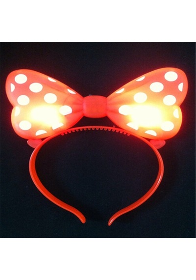 2 Adet Minnie Mouse Işıklı Taç Kırmızı Miki Taç Kırmızı Işıklı Taç Red Head Band Şenlik Işıkları