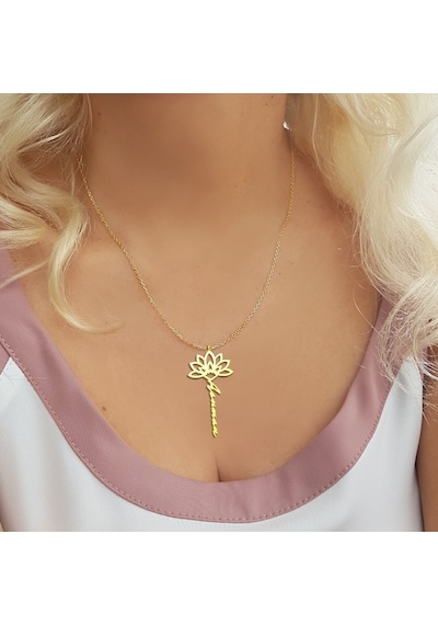 Vaoov 925 Ayar Gümüş Lotus Isim Kolye (473484014)