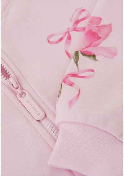 Monnalisa Çiçek Desenli Kapüşonlu Sweatshirt Pembe