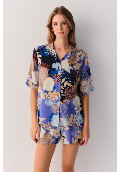Suwen Flowery Night Gömlek Sh26404607s846 Çiçek Desenli