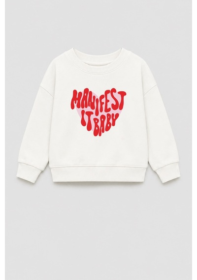 Monila Kız Çocuk 3 İplik Kumaş Baskılı Pamuklu Sweatshirt Ekru