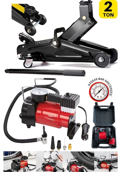 Stilmax 7301st 2 Ton Timsah Kriko + Çakmaklı Hava Kompresör Seti