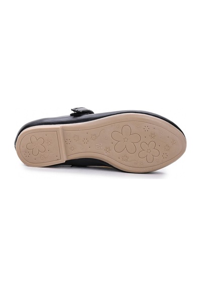 Kiko Kids Fiyonklu Cırtlı Kız Çocuk Babet Ayakkabı 201 Cilt Siyah 001