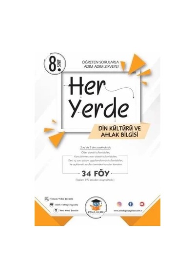 8. Sınıf Her Yerde Din Kültürü Ahlak Bilgisi 34 Föy Zeka Küpü