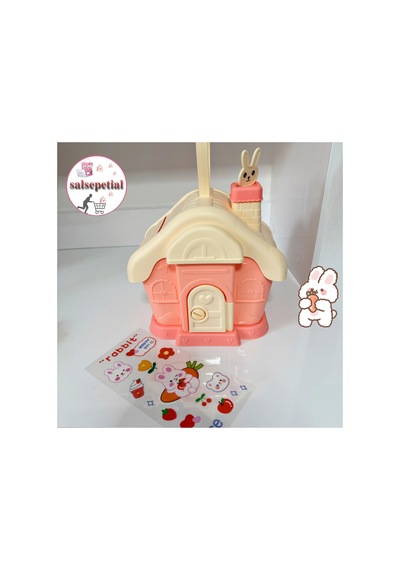 Kawaii Tavşan Ev Kumbara Kilitli Ev Kumbara Para Kawaii Tavşan Ev Kumbara Sticker Hediyeli