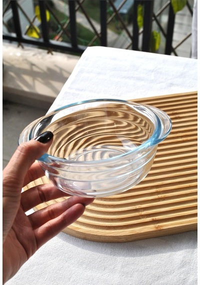 1 Adet Cam Fırın Kasesi Borline Meze Tabağı Yuvarlak Kase 11x5 Cm Diğer