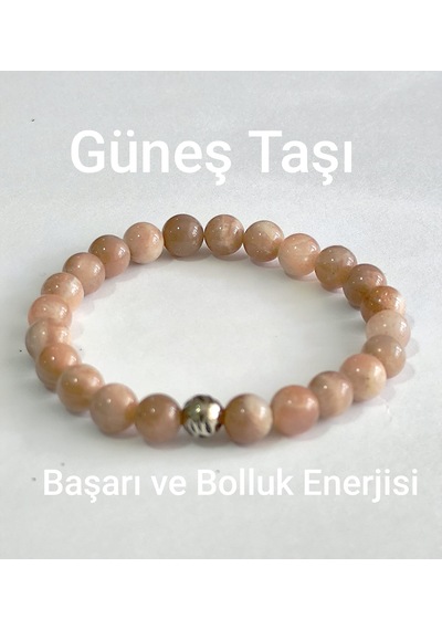 Fy Doğaltaş Güneş Taşı Bileklik 8mm Ekru