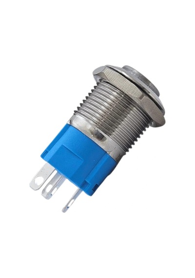 E20 16mm Metal Buton Kalıcılı 12-24v Yeşil Led 1no/1nc