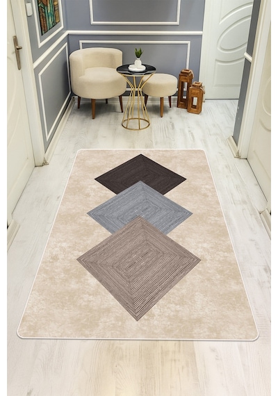 Modern Desenli Dijital Baskı Kaymaz Taban Halı H0952 Renkli