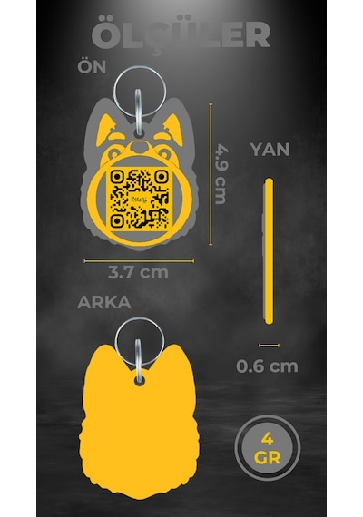 Petjoo 24.Proteo Sarı-Gri Qr'lı Köpek Künyesi
