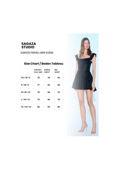 Sagaza Studio Ss6030 Korseli Mini Elbise Siyah
