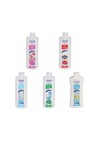 Ersağ Genel Temizlik+Banyo Wc Temizleyici +Bulaşık Sıvısı+Yağ Çöz+Sıvı El Sabunu 5 x 1 L