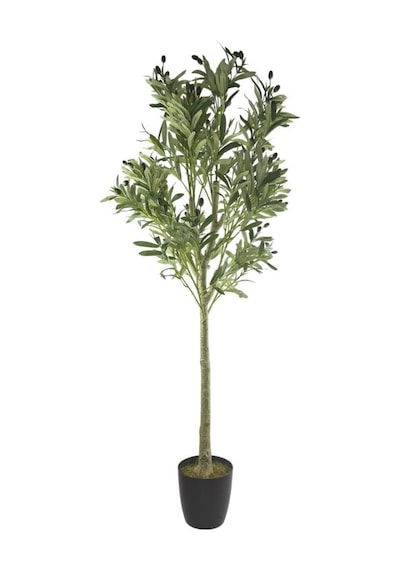 Yapay Zeytin Ağacı Lüks 160cm Doğal Gövdeli Gerçek Görünümlü Yapay Ağaç 2215 Siyah