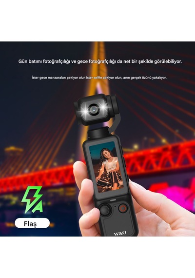 Taşınabilir Vlogging Kamerası, 2.5k Video, 66mp Fotoğraf, 180 Döndürülebilir Lens, 16x Zoom, 1.9 İnç Ekran